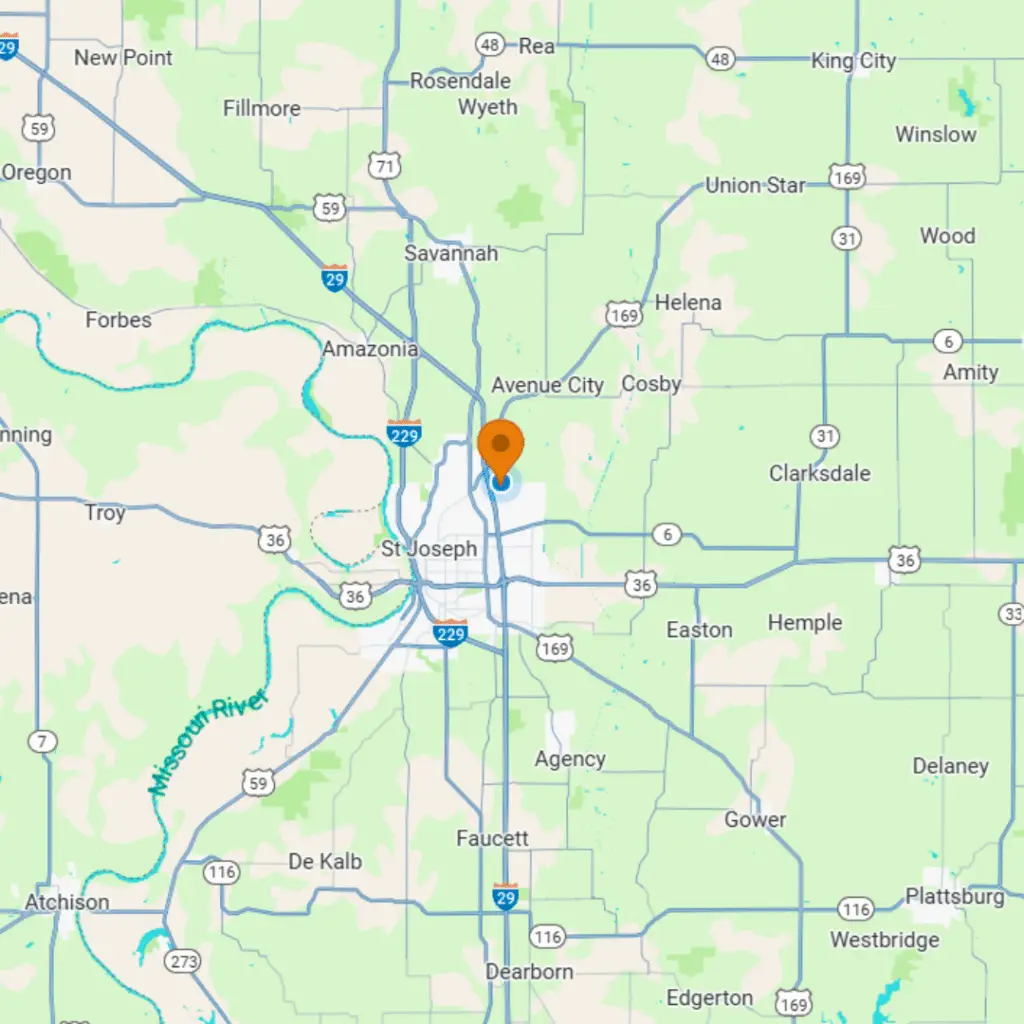 Map of areas that Van Cleave Construction, Remodeling, and Design services in Northwest Missouri